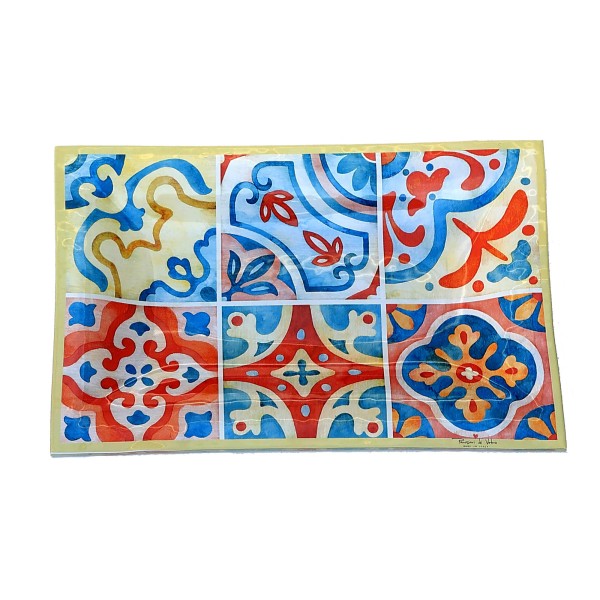 Vassoio da Tavolo in Vetrofusione Decoro Patchwork Made in Italy 16x24 cm